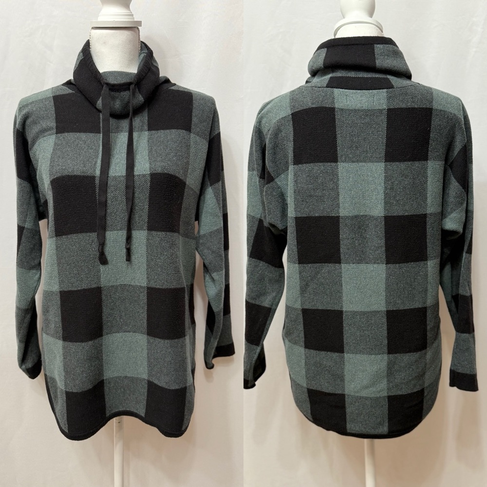 Plaid Cowl Neck Sweater
